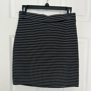 Loft Black and White Striped Pencil Skirt Office Casual